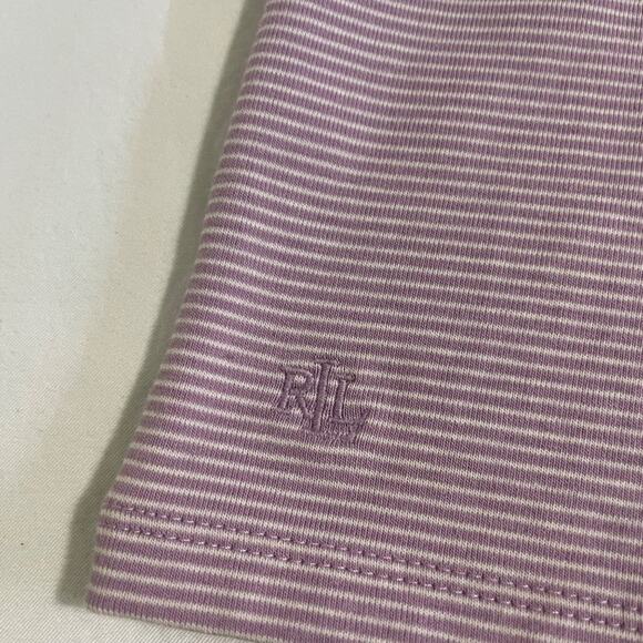 Lauren Ralph Lauren Purple White Striped Slim Fit Cotton Top Womens Large - Picture 10 of 12